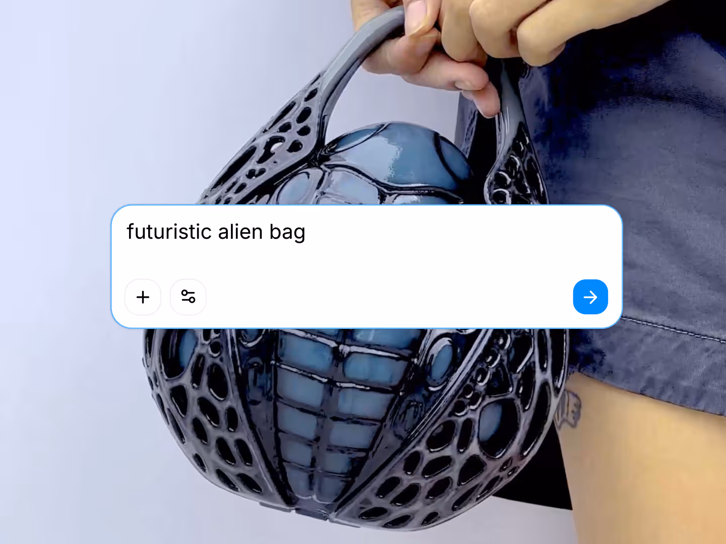A Ui mockup of the input field ovelayed on a 3D pinted generation